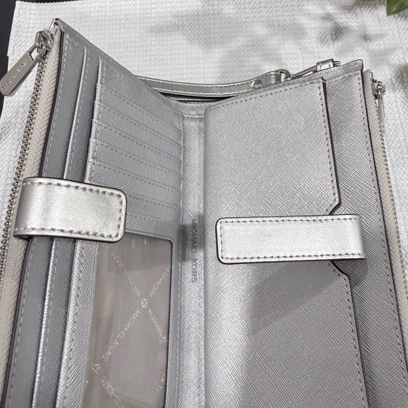 Michael Kors Metallic Silver Quilted Wristlet - Picture 5 of 5